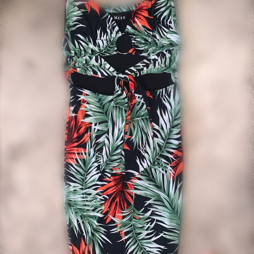 Palm tree design mini dress